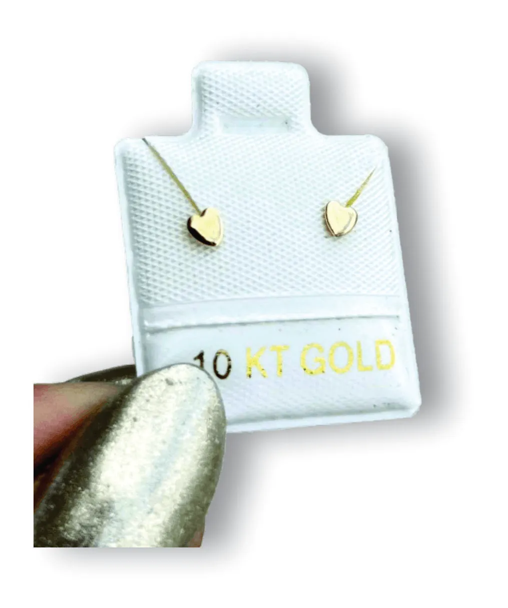Corazón Mini Aretes en Oro de 10 K